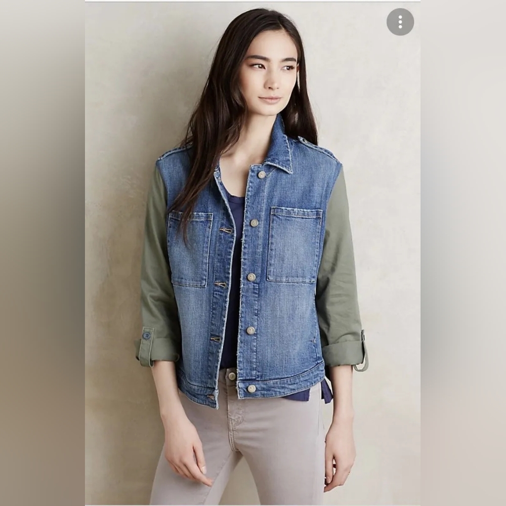 Pilcro and The Letterpress Military Mixed Denim Jacket